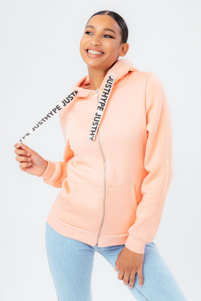 HYPE PINK DRAWSTRING WOMEN'S ZIP HOODIE