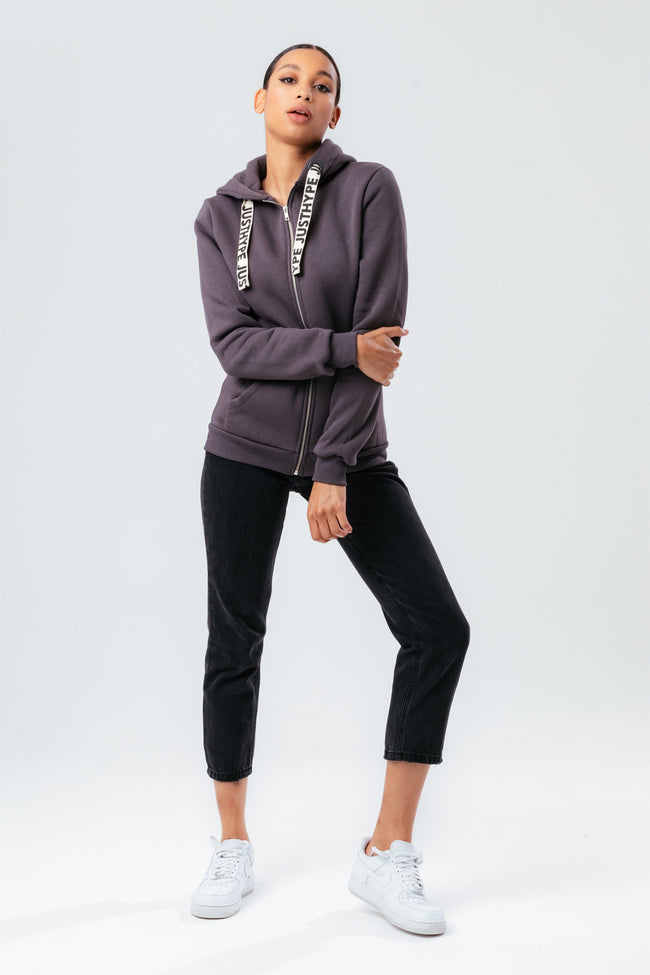 HYPE CHARCOAL DRAWSTRING WOMEN'S ZIP HOODIE