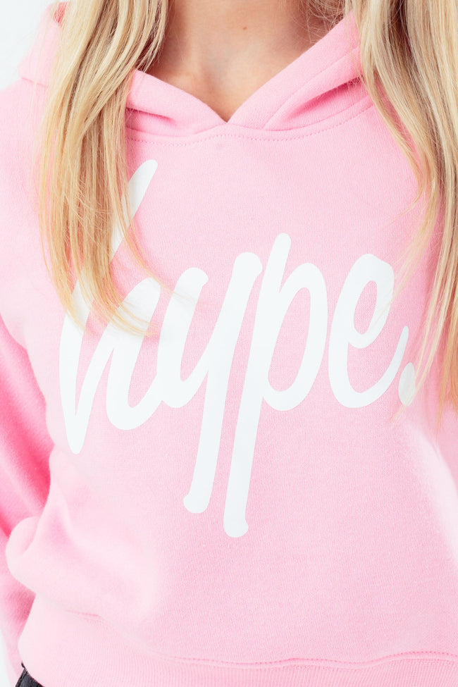 HYPE PINK LOGO GIRLS CROP PULLOVER HOODIE