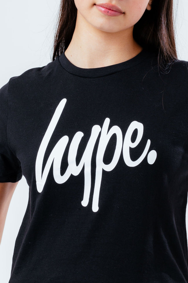 HYPE BLACK LOGO GIRLS CROP T-SHIRT