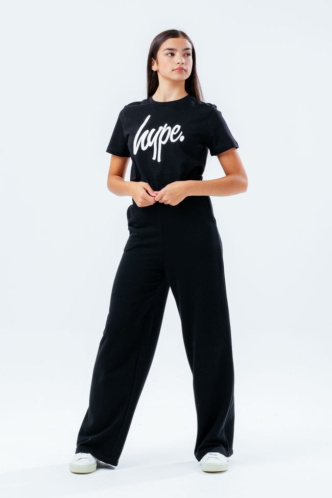 HYPE BLACK LOGO GIRLS CROP T-SHIRT