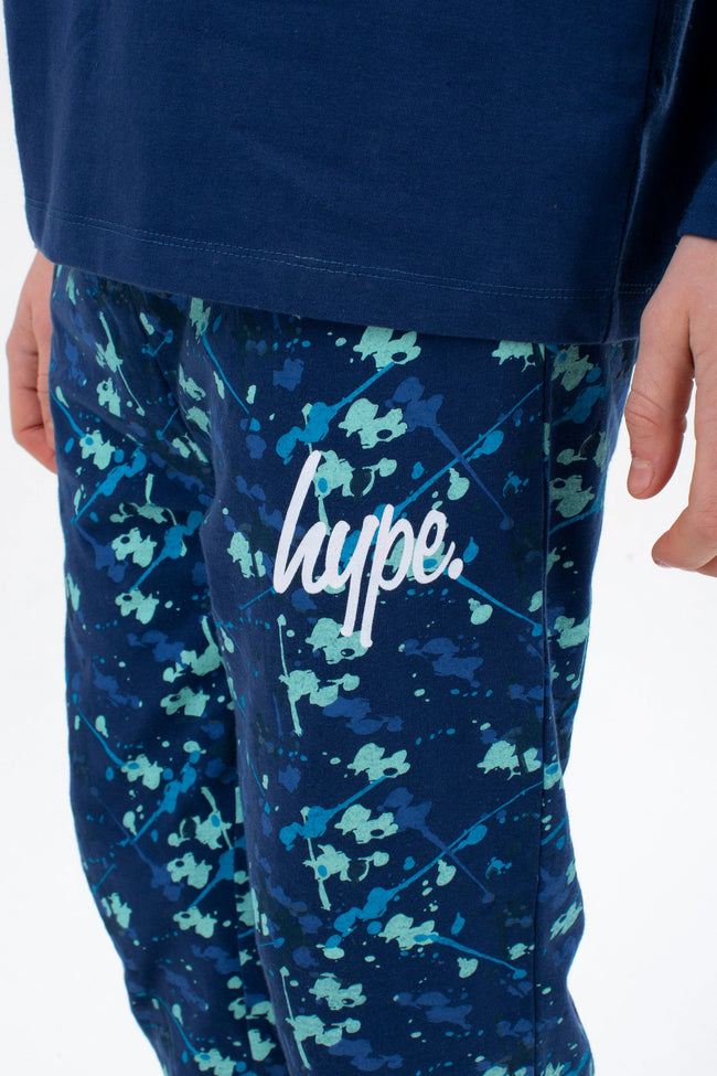 HYPE BLUE SPLAT KIDS LONG SLEEVE PYJAMA SET