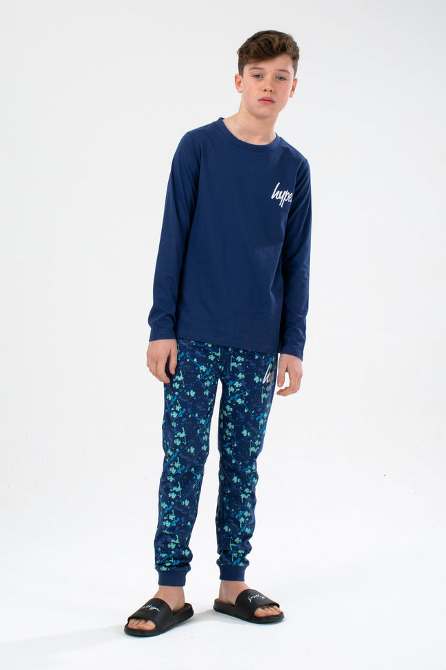 HYPE BLUE SPLAT KIDS LONG SLEEVE PYJAMA SET