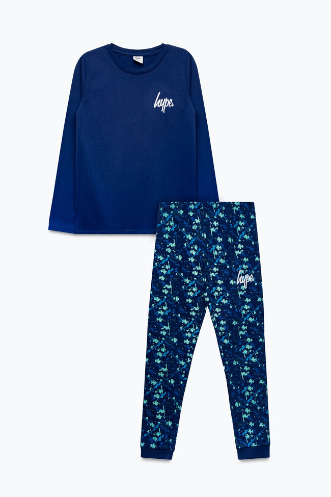 HYPE BLUE SPLAT BOYS LONG SLEEVE PJ'S