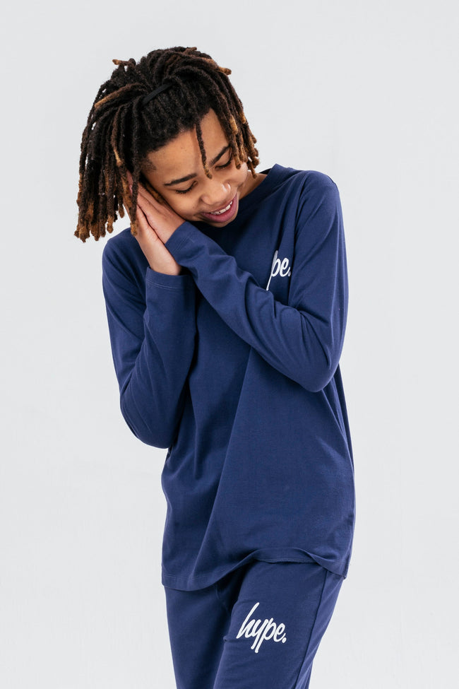 HYPE NAVY LONG SLEEVE KIDS PYJAMA SET