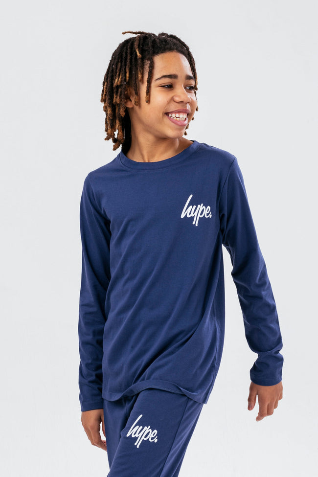 HYPE NAVY LONG SLEEVE KIDS PYJAMA SET