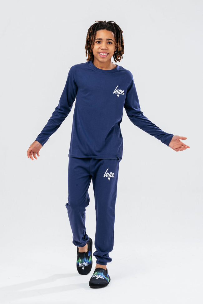 HYPE NAVY LONG SLEEVE KIDS PYJAMA SET