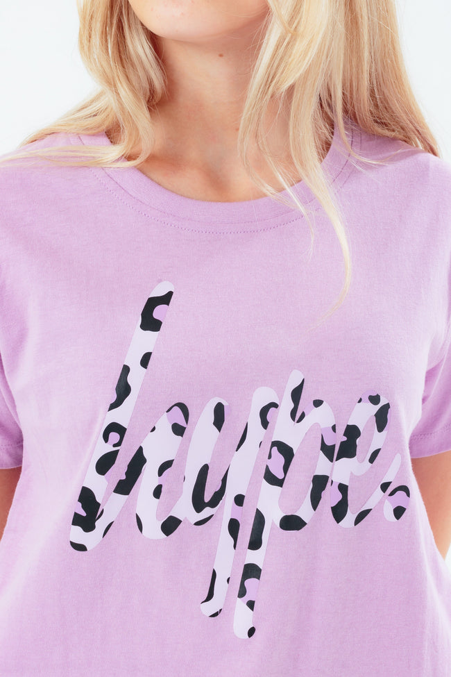 HYPE PURPLE ANIMAL SCRIPT GIRLS T-SHIRT