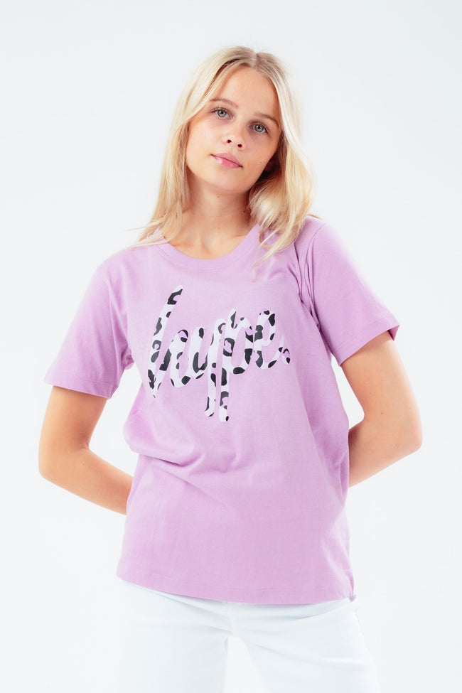 HYPE PURPLE ANIMAL SCRIPT GIRLS T-SHIRT