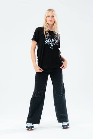 HYPE BLACK ANIMAL SCRIPT GIRLS T-SHIRT