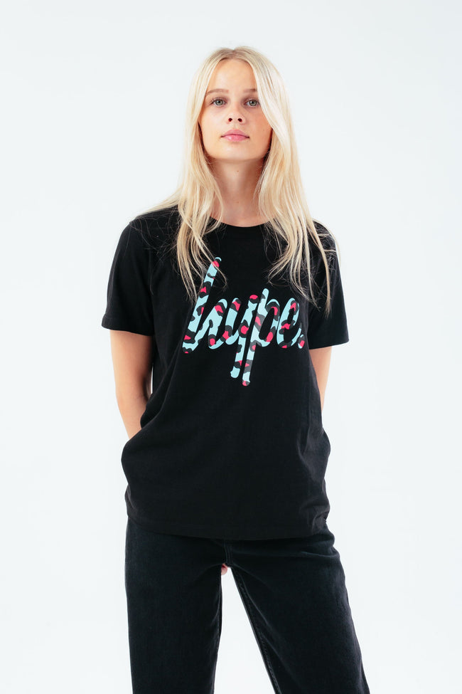 HYPE BLACK ANIMAL SCRIPT GIRLS T-SHIRT