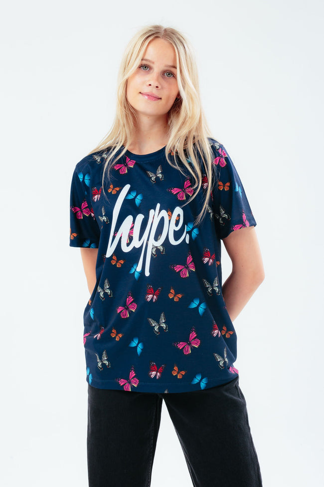 HYPE BLACK BUTTERFLIES GIRLS T-SHIRT