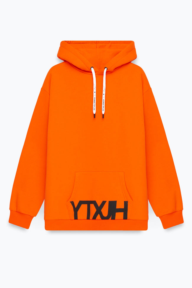 HYPE X YOUNGS TEFLON ORANGE DROPPED SHOULDER MENS HOODIE