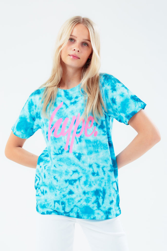 HYPE AQUA TIE DYE GIRLS T-SHIRT