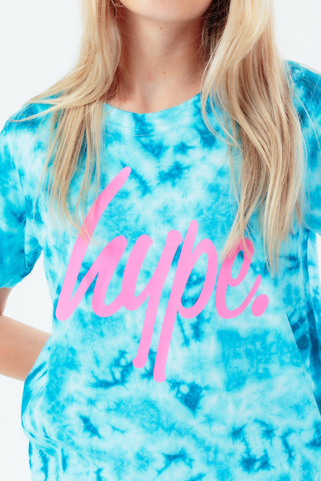 HYPE AQUA TIE DYE GIRLS T-SHIRT