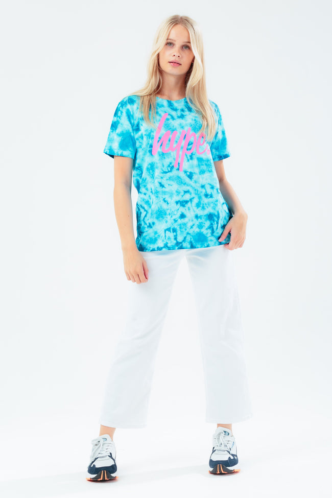 HYPE AQUA TIE DYE GIRLS T-SHIRT