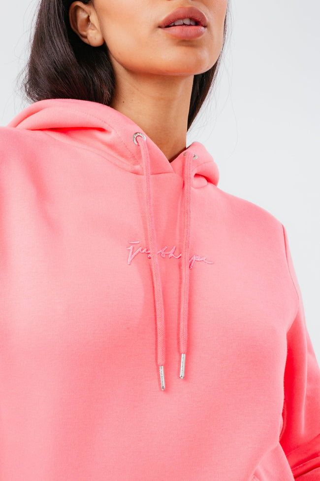 HYPE TERRACOTTA TONAL EMBROIDERY AGLETS WOMENS HOODIE