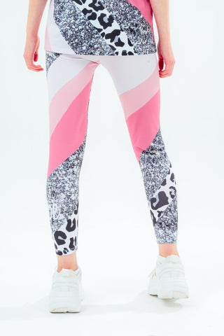 HYPE GLITTER LEOPARD WAVE GIRLS LEGGINGS