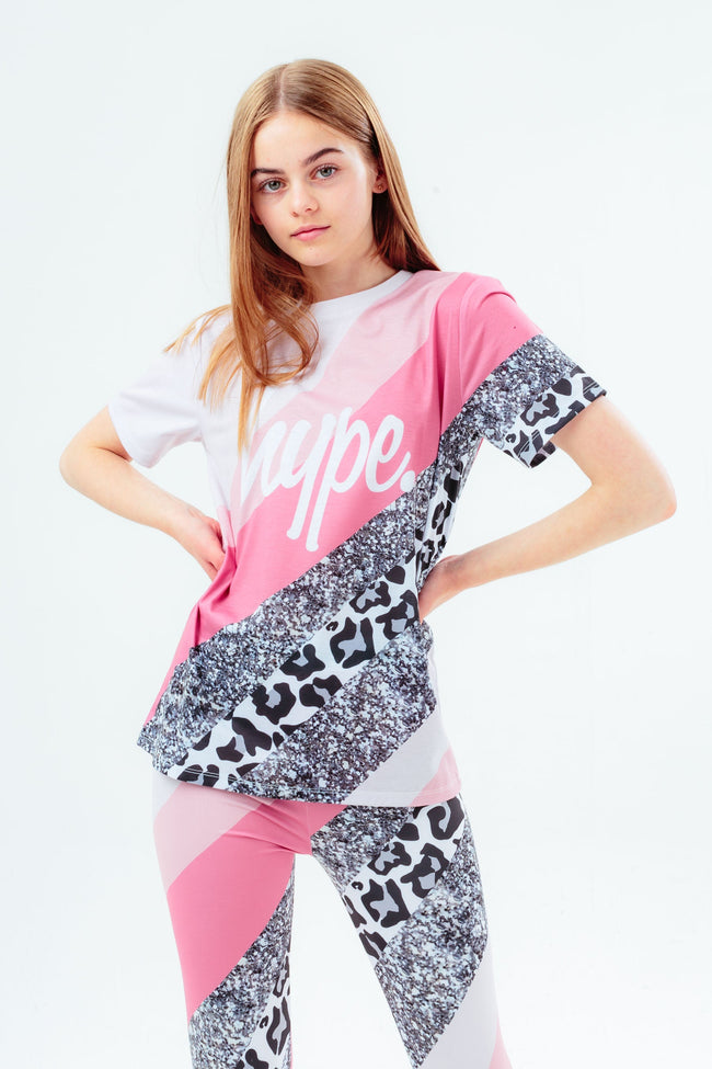 HYPE GLITTER LEOPARD WAVE KIDS T-SHIRT