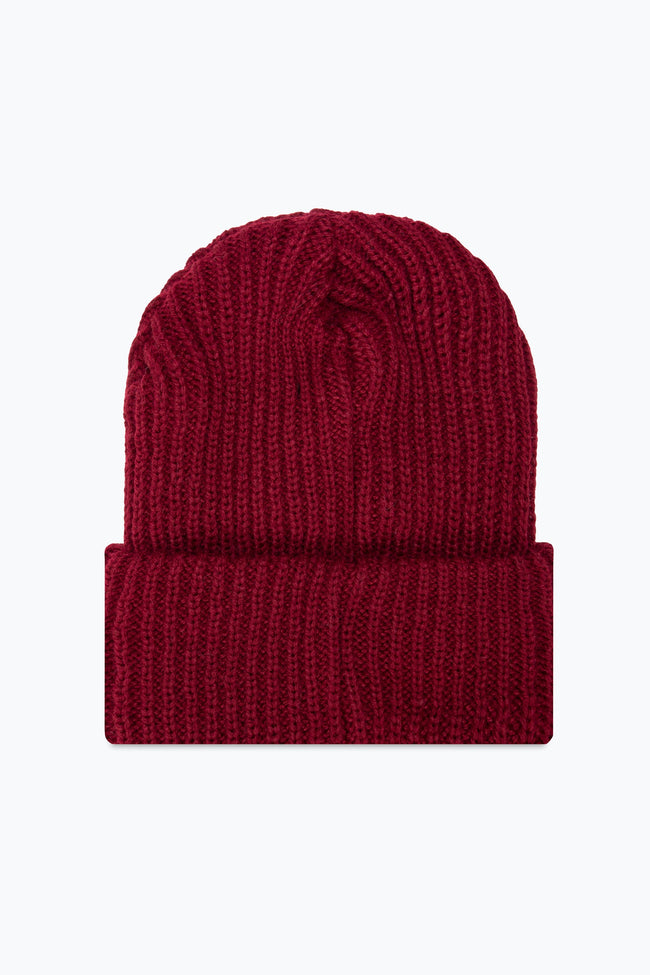 HYPE BURGUNDY CHUNKY KNITTED BEANIE