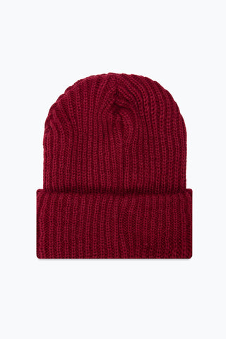 HYPE BURGUNDY CHUNKY KNITTED BEANIE