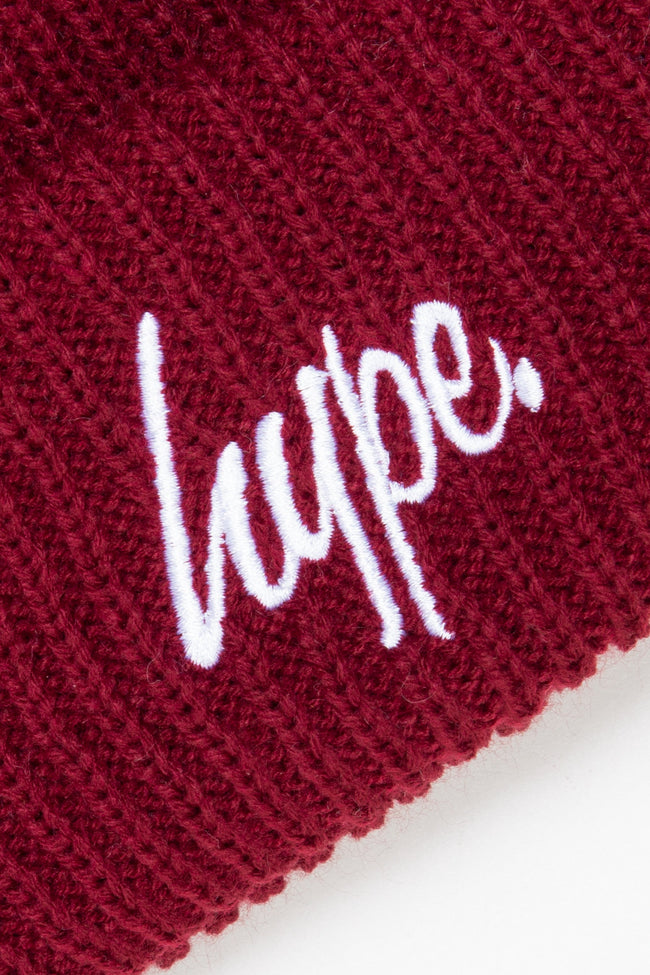 HYPE BURGUNDY CHUNKY KNITTED BEANIE