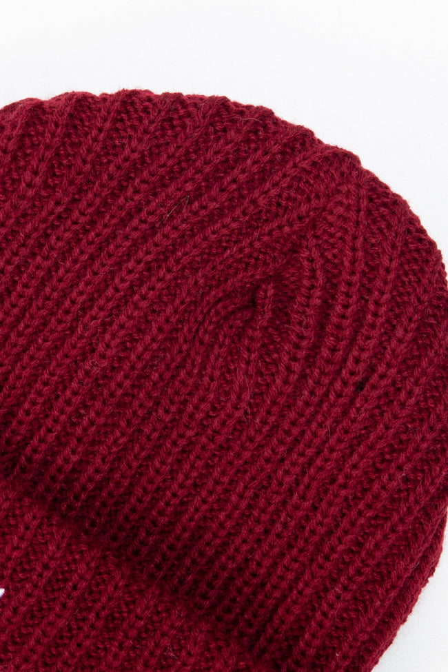 HYPE BURGUNDY CHUNKY KNITTED BEANIE