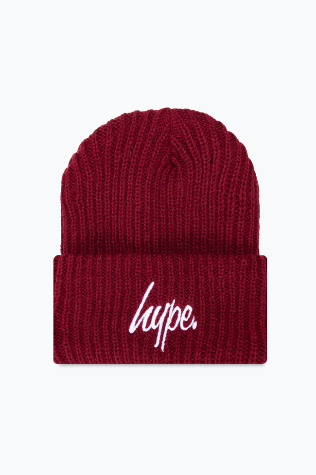 HYPE BURGUNDY CHUNKY KNITTED BEANIE