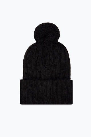 HYPE BLACK KNITTED POM POM BEANIE