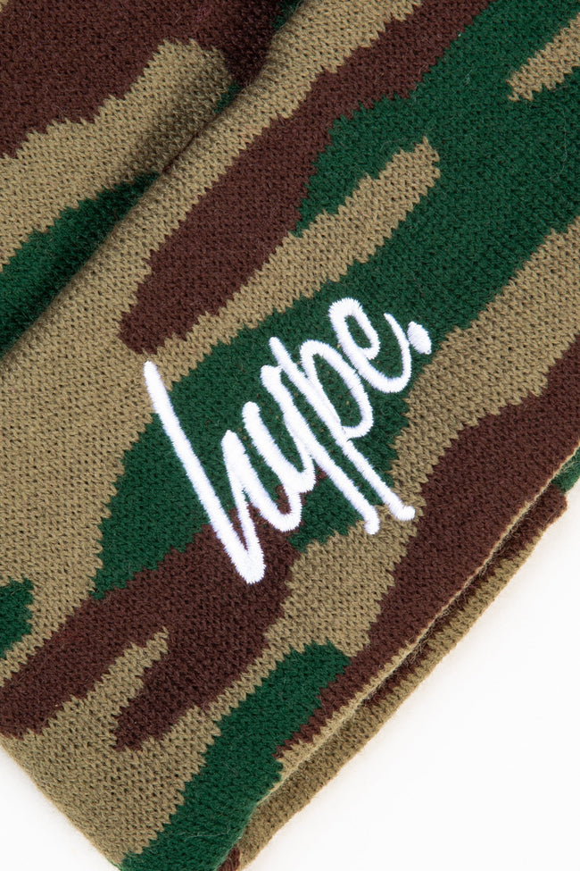 HYPE CAMO KNITTED POM POM BEANIE