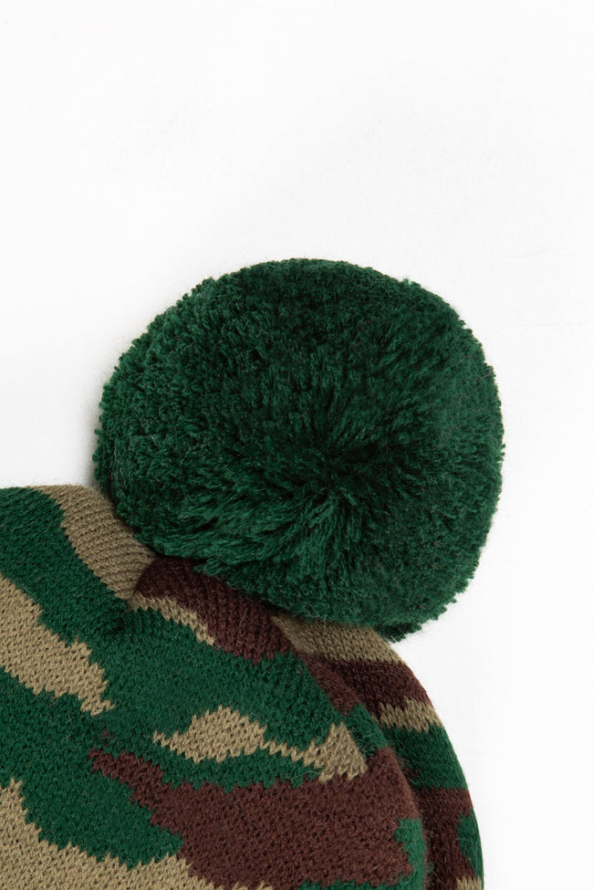 HYPE CAMO KNITTED POM POM BEANIE