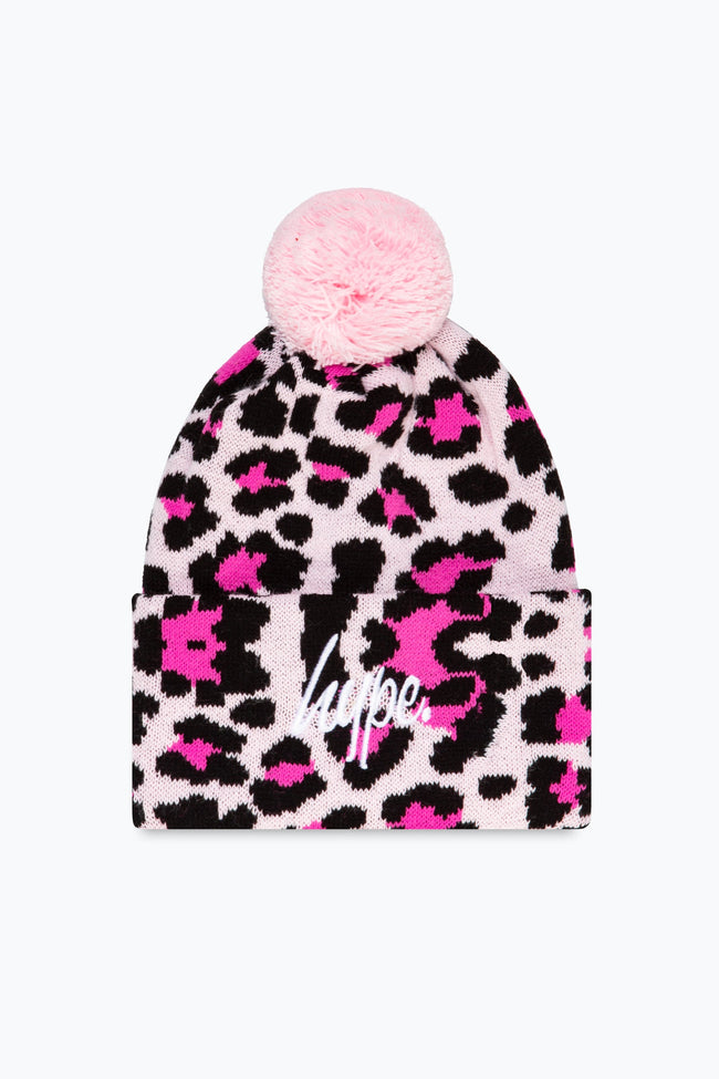 HYPE PURPLE LEOPARD KNITTED BEANIE