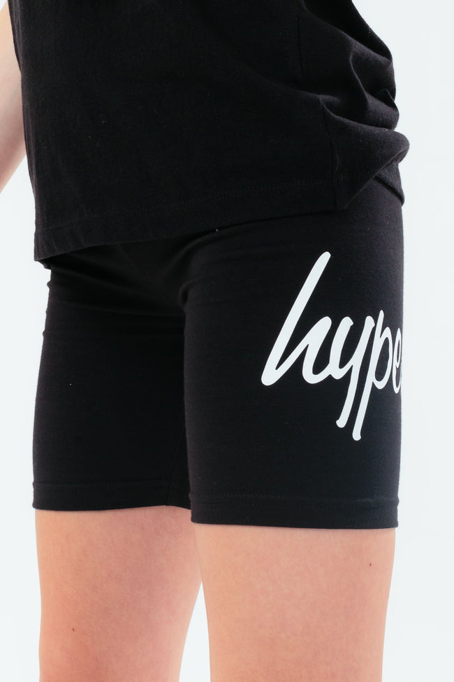 HYPE BLACK T-SHIRT AND CYCLING SHORTS GIRLS SET