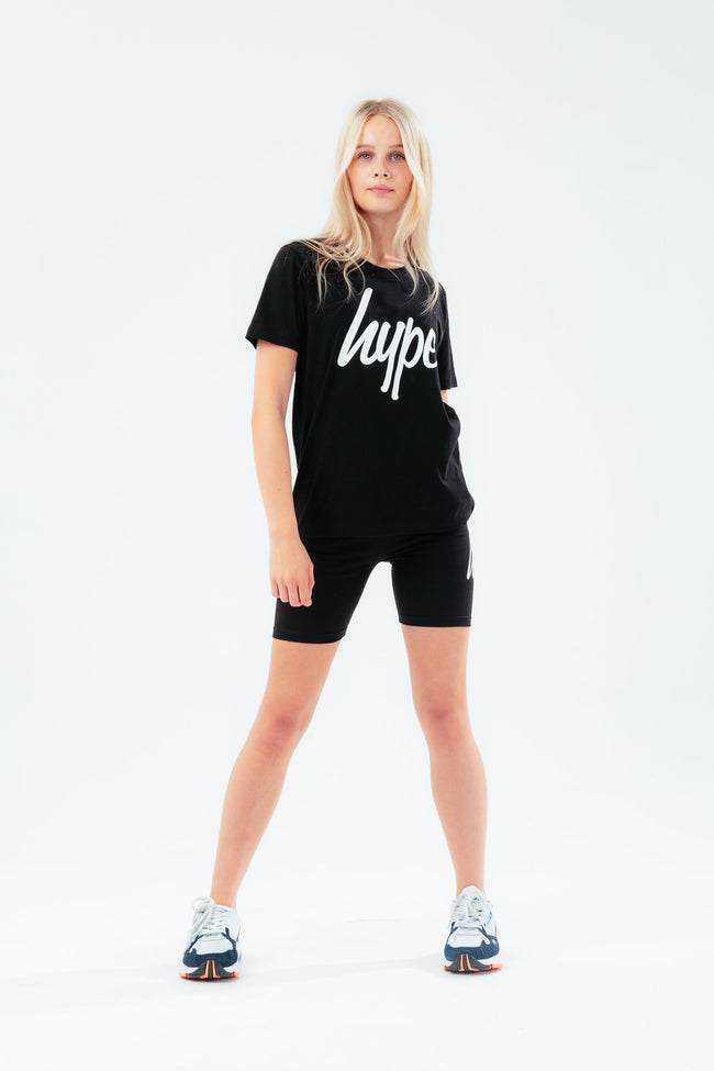 HYPE BLACK T-SHIRT AND CYCLING SHORTS GIRLS SET