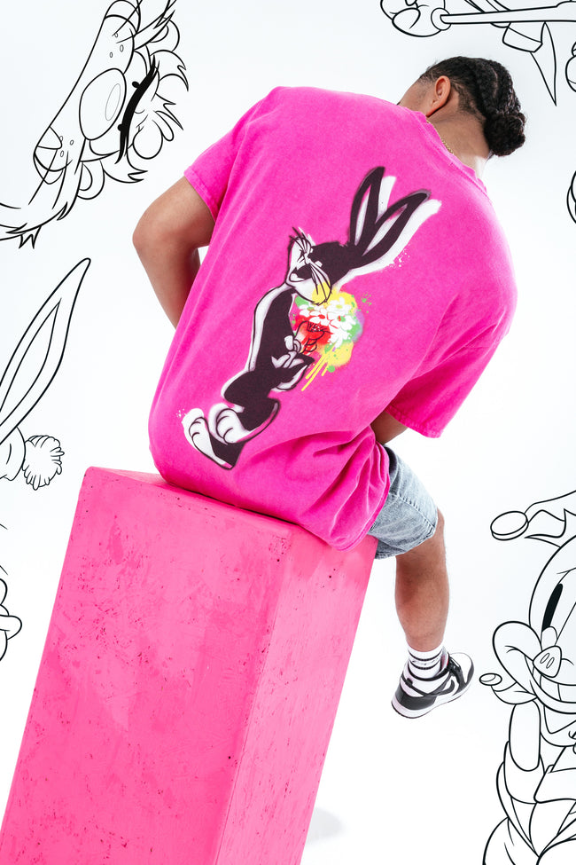 HYPE X LOONEY TUNES FUSCHIA BUGS BUNNY SCRIBBLE T-SHIRT