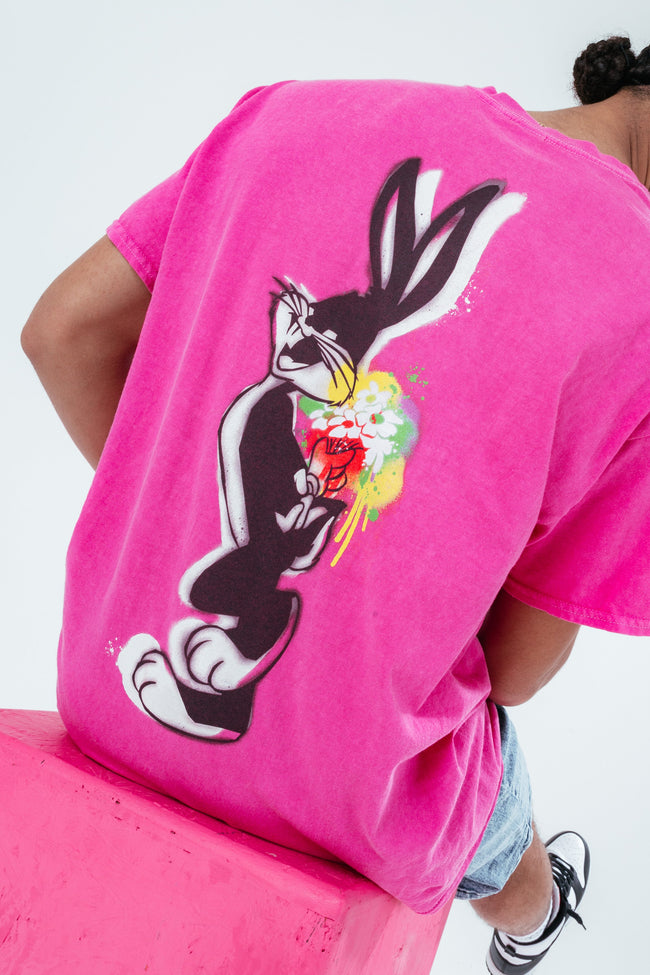 HYPE X LOONEY TUNES FUSCHIA BUGS BUNNY SCRIBBLE T-SHIRT