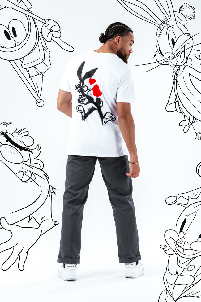 HYPE X LOONEY TUNES WHITE BUGS BUNNY HEART SCRIBBLE T-SHIRT