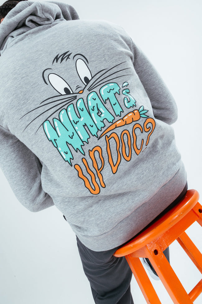 HYPE X LOONEY TUNES GREY MARL WHAT'S UP DOC SCRIBBLE HOODIE