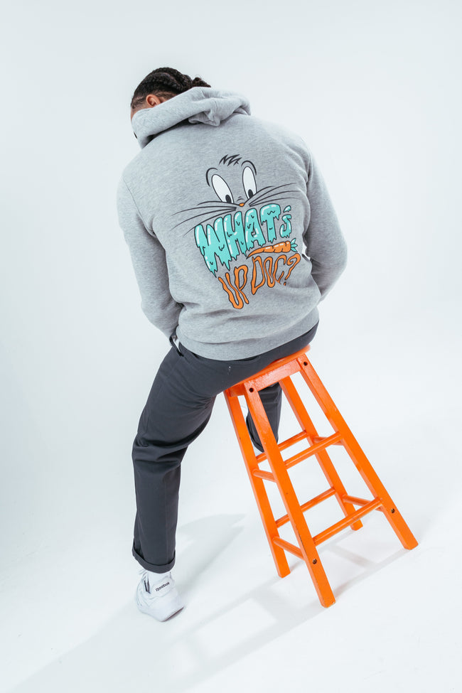 HYPE X LOONEY TUNES GREY MARL WHAT'S UP DOC SCRIBBLE HOODIE