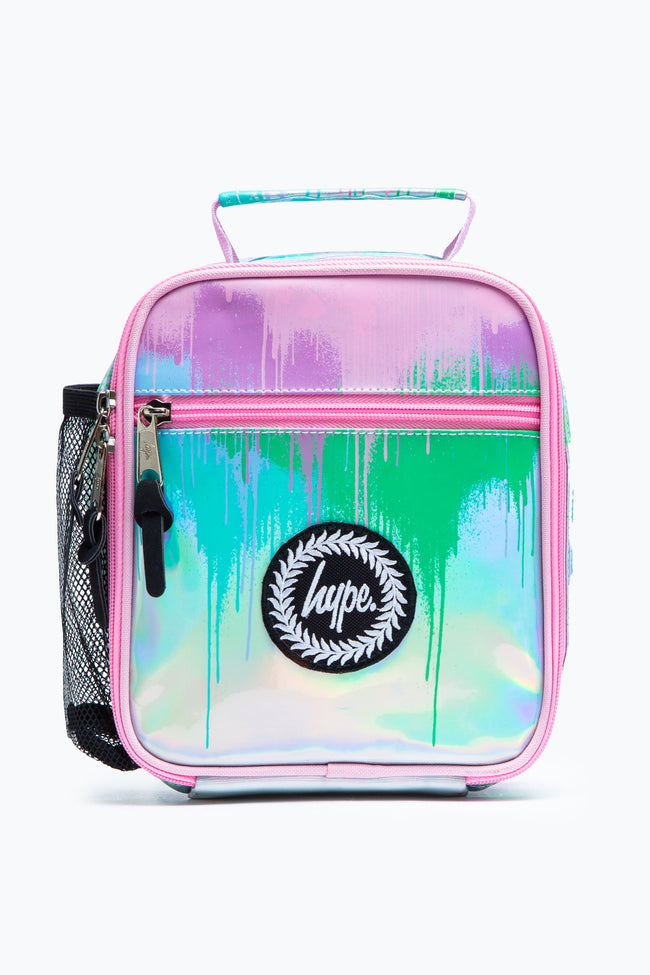 HYPE PINK & TEAL DRIP HOLOGRAPHIC LUNCHBOX