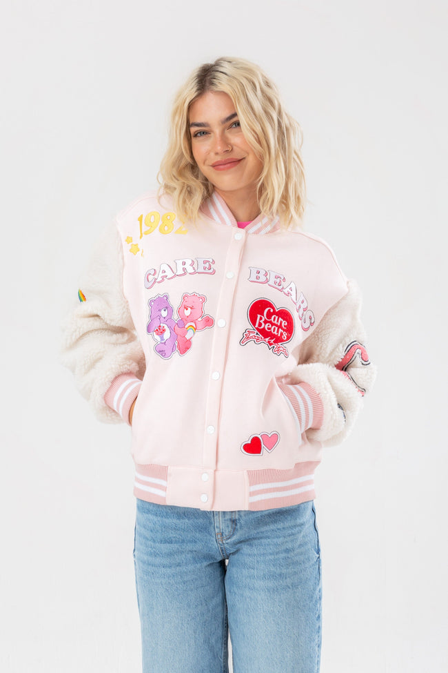 HYPE X CARE BEARS WOMENS PINK APPLIQUE SCRIBBLE JACKET