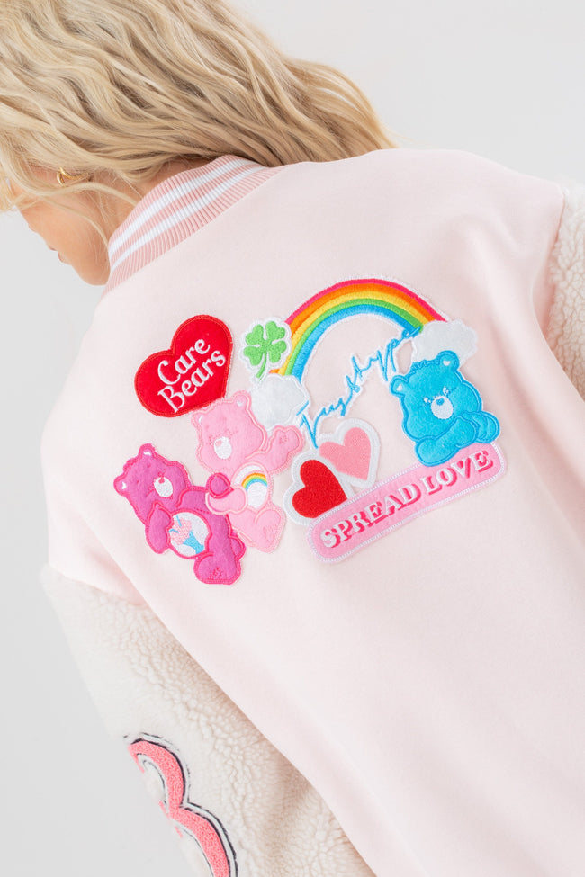 HYPE X CARE BEARS WOMENS PINK APPLIQUE SCRIBBLE JACKET