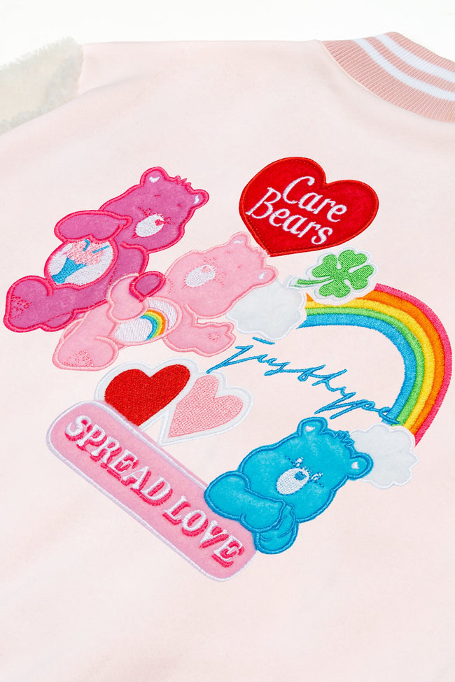 HYPE X CARE BEARS WOMENS PINK APPLIQUE SCRIBBLE JACKET