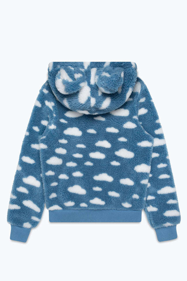 HYPE X CARE BEARS WOMENS BLUE CLOUD SHERPA SCRIBBLE HOODIE