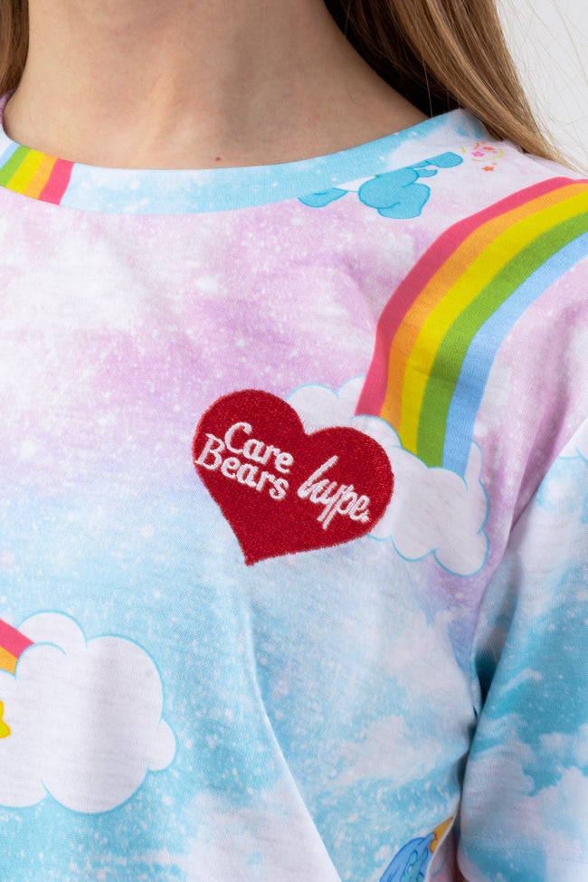 HYPE X CARE BEARS GIRLS MULTI PASTEL CLOUDS T-SHIRT