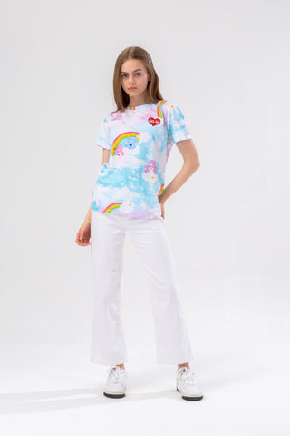 HYPE X CARE BEARS GIRLS MULTI PASTEL CLOUDS T-SHIRT