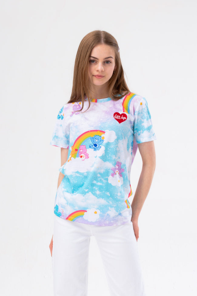 HYPE X CARE BEARS GIRLS MULTI PASTEL CLOUDS T-SHIRT