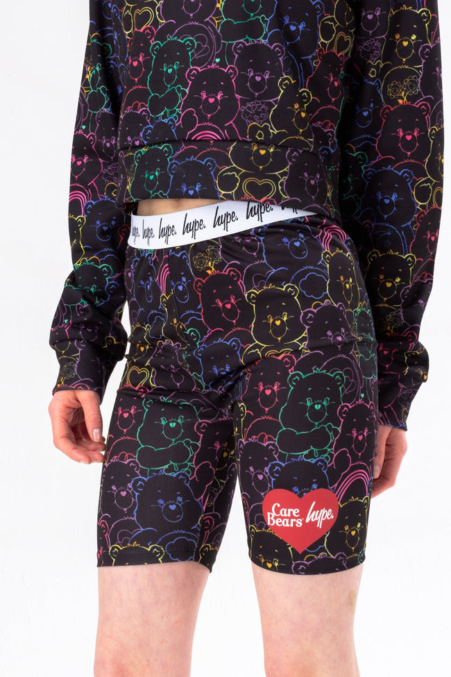 HYPE X CARE BEARS GIRLS BLACK OUTLINE CYCLING SHORTS