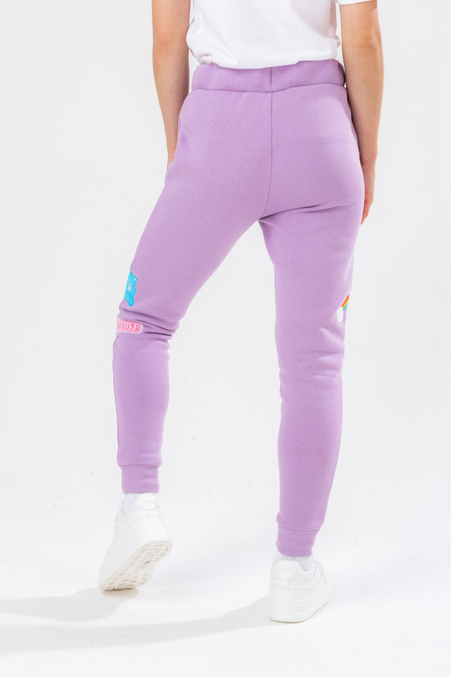 HYPE X CARE BEARS WOMENS LILAC EMBROIDERED SCRIBBLE JOGGERS