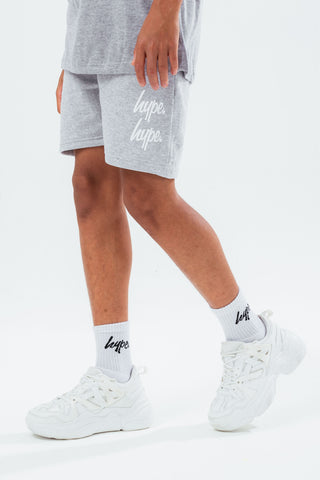 HYPE GREY DOUBLE LOGO SCRIPT BOYS SHORTS